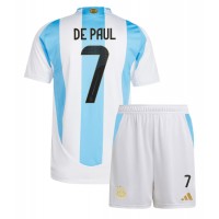 Camisa de time de futebol Argentina Rodrigo De Paul #7 Replicas 1º Equipamento Infantil Copa America 2024 Manga Curta (+ Calças curtas)